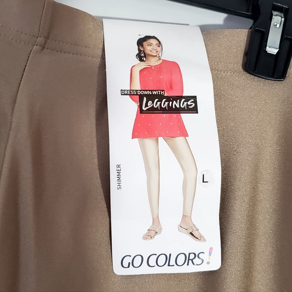 NWT Go Colors Gold Shimmer Leggings - Picture 8 of 13